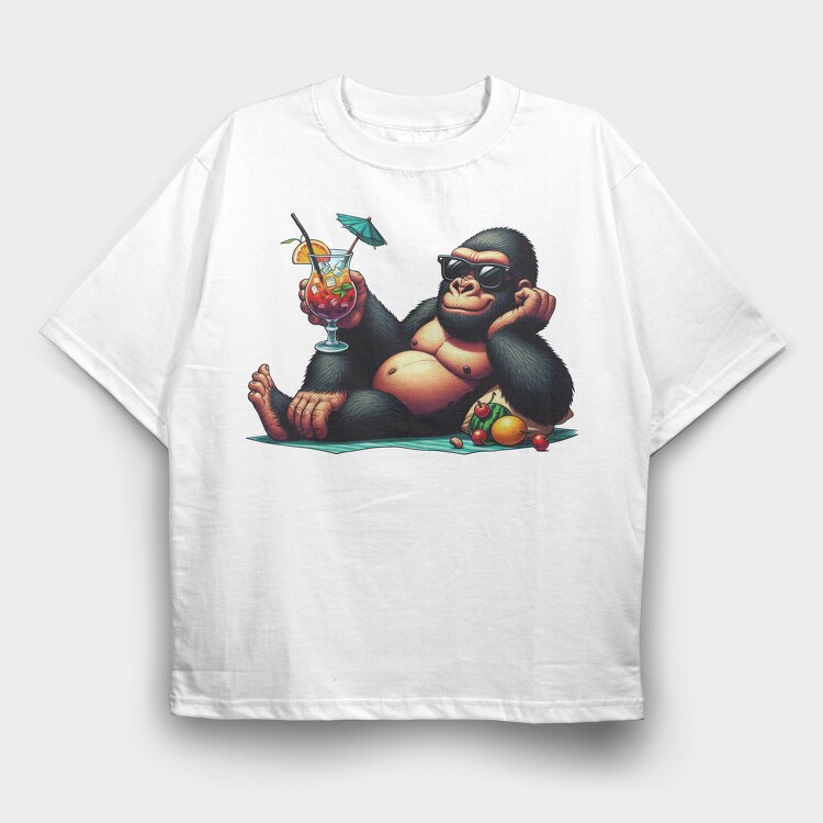 Gorilla Cocktail Sunglasses, Tricou Oversize Barbati (Unisex)