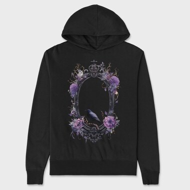 Gothic Moon Crow Mirror, Hanorac Oversize Barbati (Unisex)