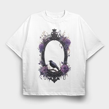 Gothic Moon Crow Mirror, Tricou Oversize Barbati (Unisex)