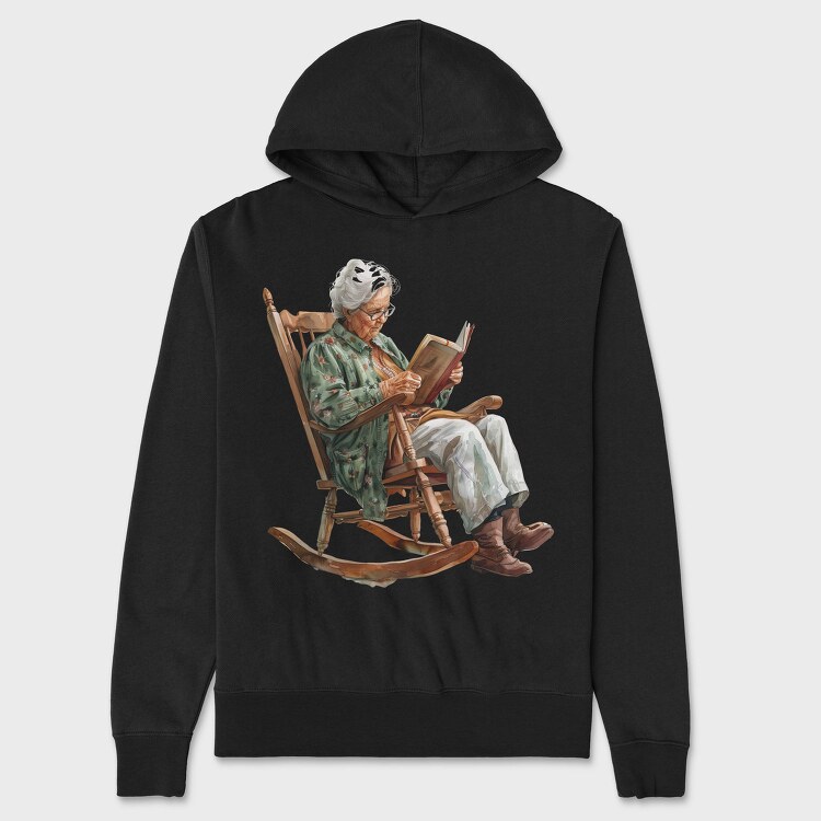 Grandma Reading Book, Hanorac Oversize Barbati (Unisex)