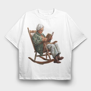 Grandma Reading Book, Tricou Oversize Barbati (Unisex)