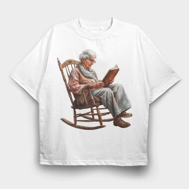 Grandma Reading Books, Tricou Oversize Barbati (Unisex)