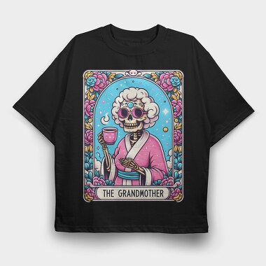 Grandmother Skeleton Coffee, Tricou Oversize Barbati (Unisex)