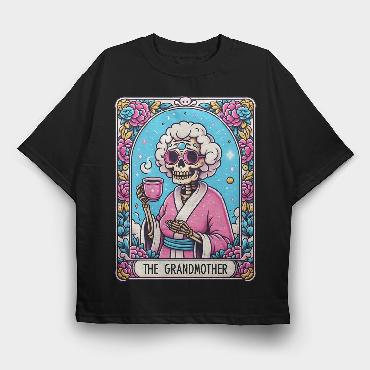 Grandmother Skeleton Coffee, Tricou Oversize Barbati (Unisex)
