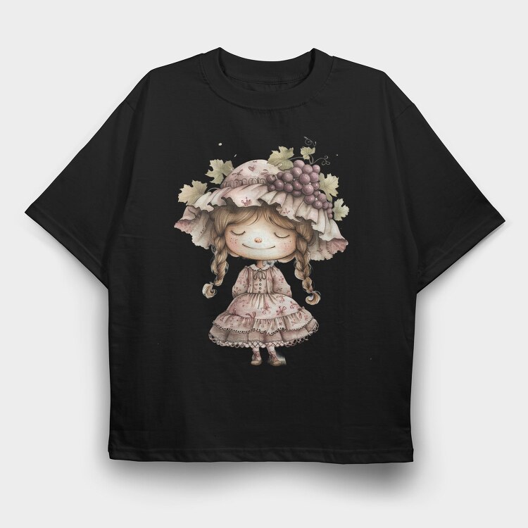 Grape Vintage Girl, Tricou Oversize Barbati (Unisex)