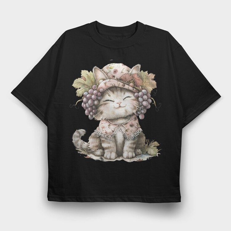 Grape Vintage Kitten, Tricou Oversize Barbati (Unisex)