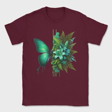 Green Butterfly Flowers, Tricou Barbati (Unisex)