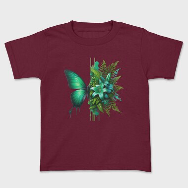 Green Butterfly Flowers, Tricou Copii