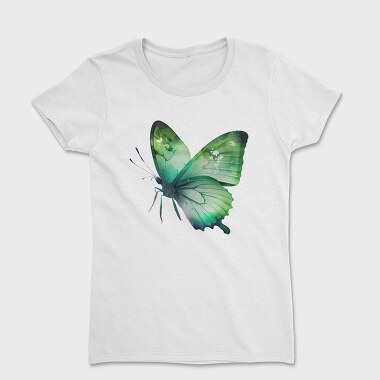 Green Watercolor Butterfly, Tricou Femei