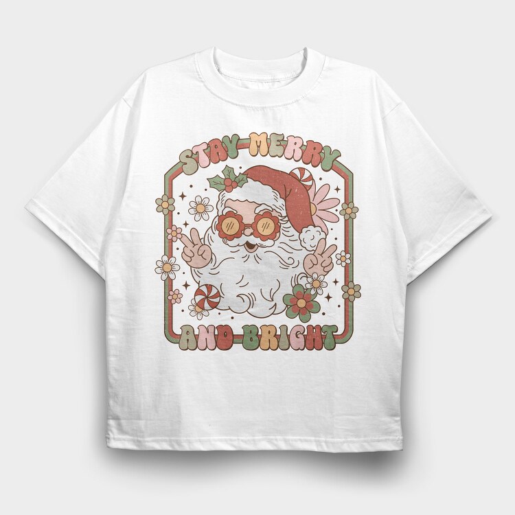 Groovy Christmas Santa, Tricou Oversize Barbati (Unisex)