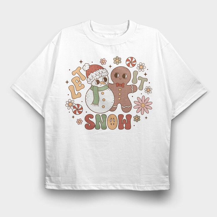 Groovy Christmas Snowman, Tricou Oversize Barbati (Unisex)