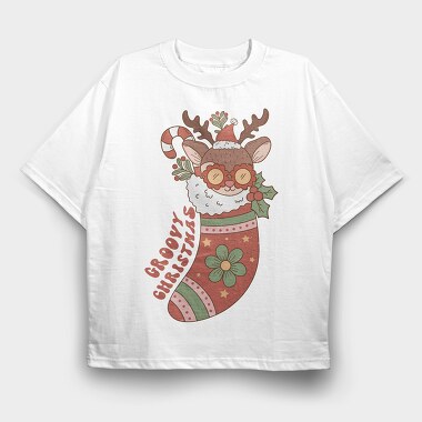 Groovy Christmas Stocking, Tricou Oversize Barbati (Unisex)