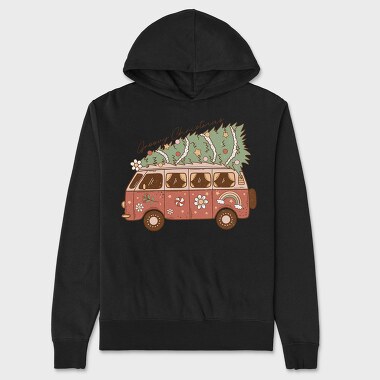Groovy Christmas Tree, Hanorac Oversize Barbati (Unisex)