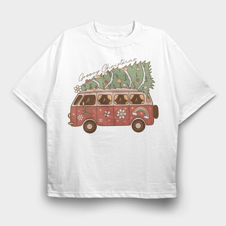 Groovy Christmas Tree, Tricou Oversize Barbati (Unisex)