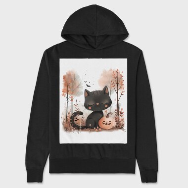Halloween Cat Pumpkin, Hanorac Oversize Barbati (Unisex)