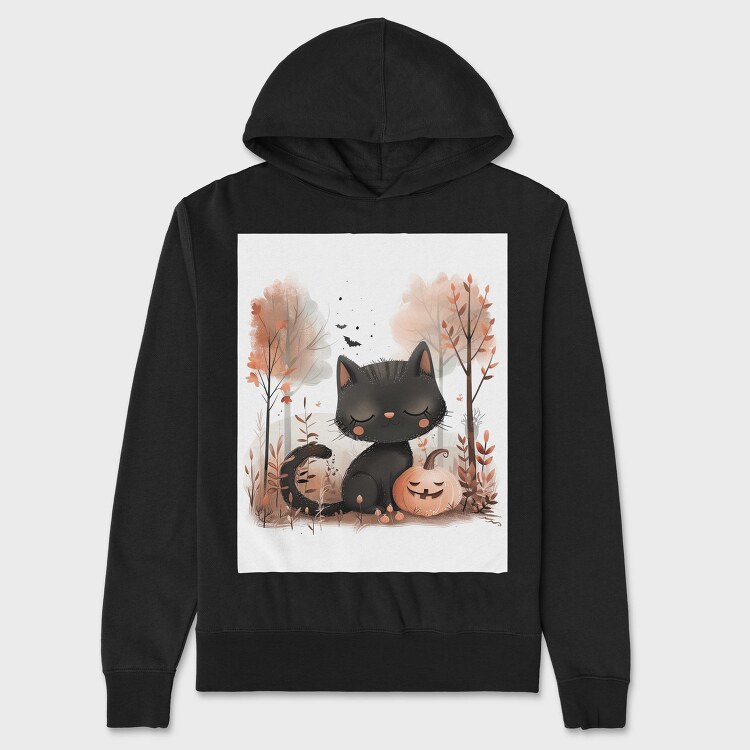 Halloween Cat Pumpkin, Hanorac Oversize Barbati (Unisex)