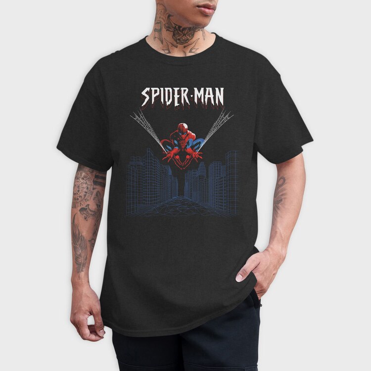 Spiderman Cityscape, Tricou Barbati (Unisex)