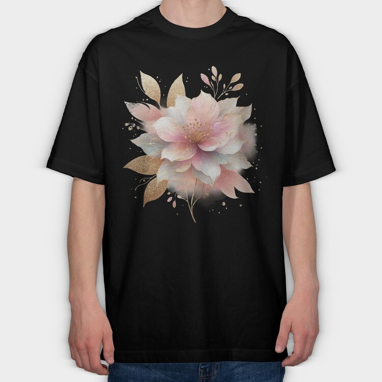 Golden Flower Bloom, Tricou Oversize Barbati (Unisex)