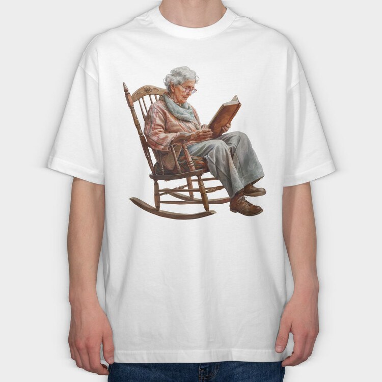 Grandma Reading Books, Tricou Oversize Barbati (Unisex)