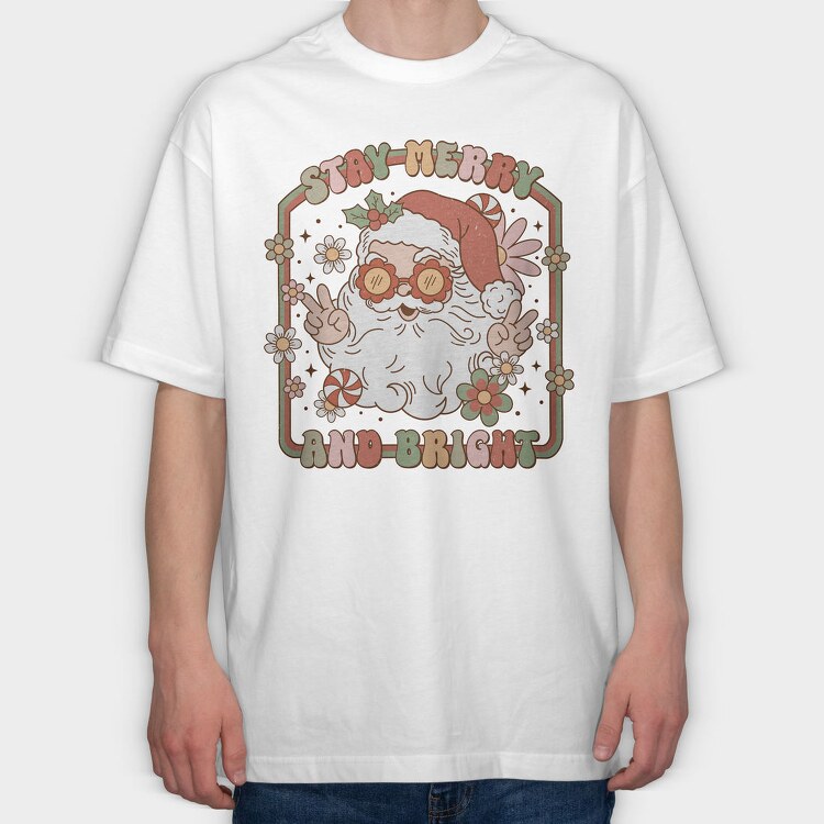 Groovy Christmas Santa, Tricou Oversize Barbati (Unisex)