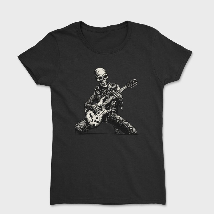 Skeleton Playing Electric Guitar, Tricou Femei