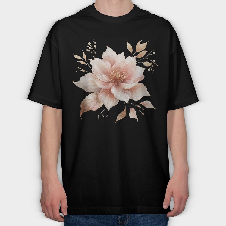 Golden Flower Glow, Tricou Oversize Barbati (Unisex)