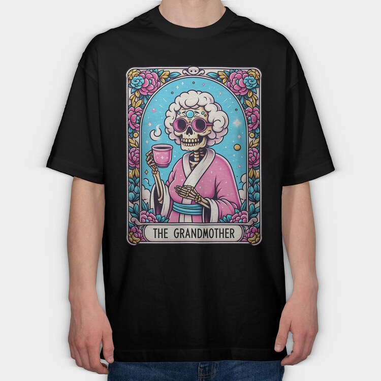 Grandmother Skeleton Coffee, Tricou Oversize Barbati (Unisex)