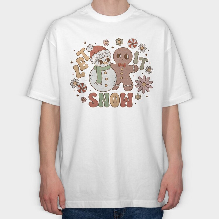 Groovy Christmas Snowman, Tricou Oversize Barbati (Unisex)