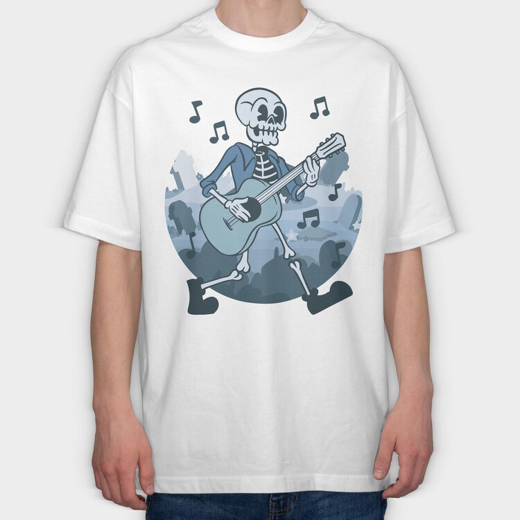 Skeleton Guitar, Tricou Oversize Barbati (Unisex)