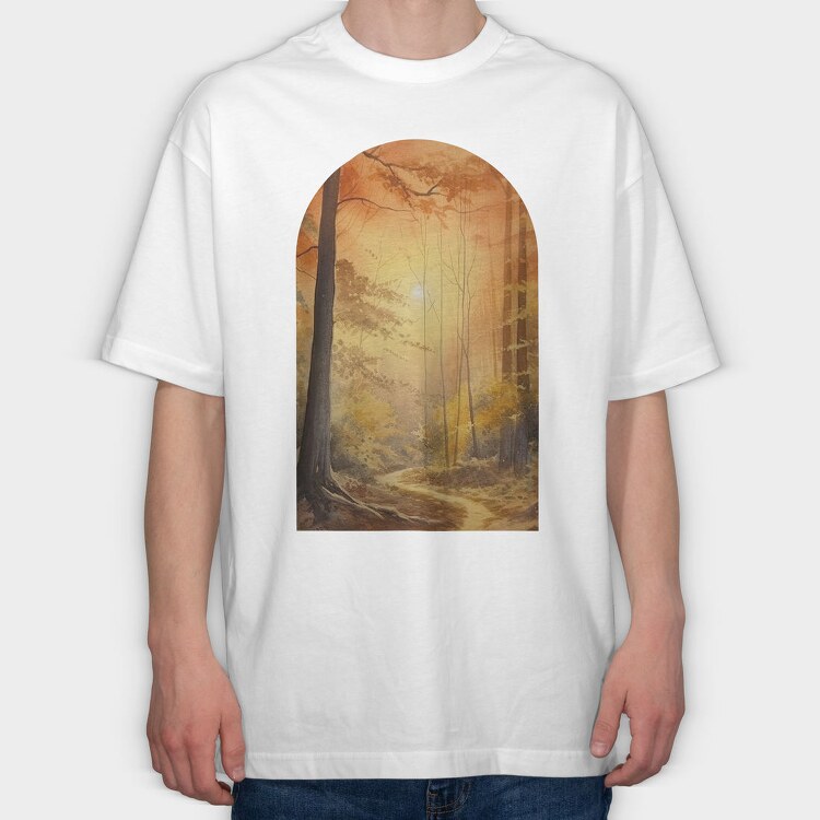Golden Forest Sunset, Tricou Oversize Barbati (Unisex)