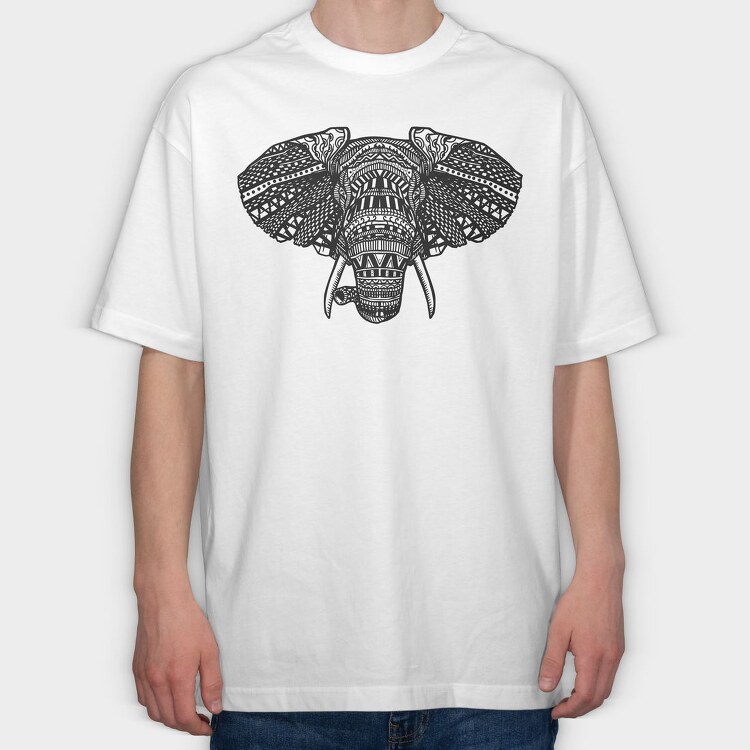 African Elephant Mandala, Tricou Oversize Barbati (Unisex)