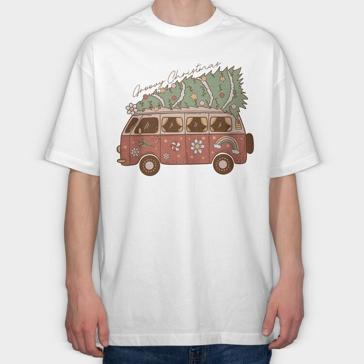 Groovy Christmas Tree, Tricou Oversize Barbati (Unisex)