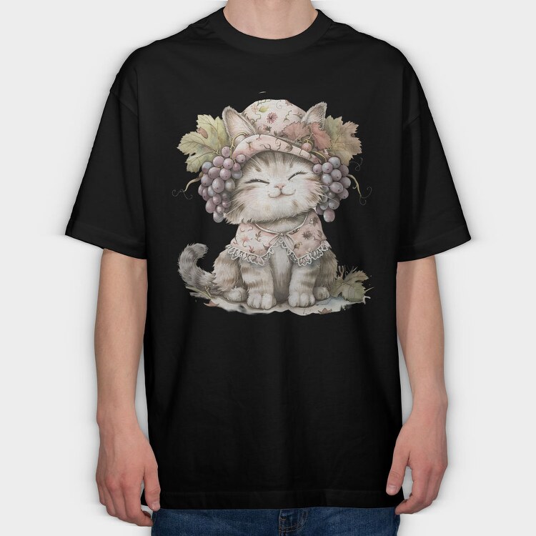Grape Vintage Kitten, Tricou Oversize Barbati (Unisex)