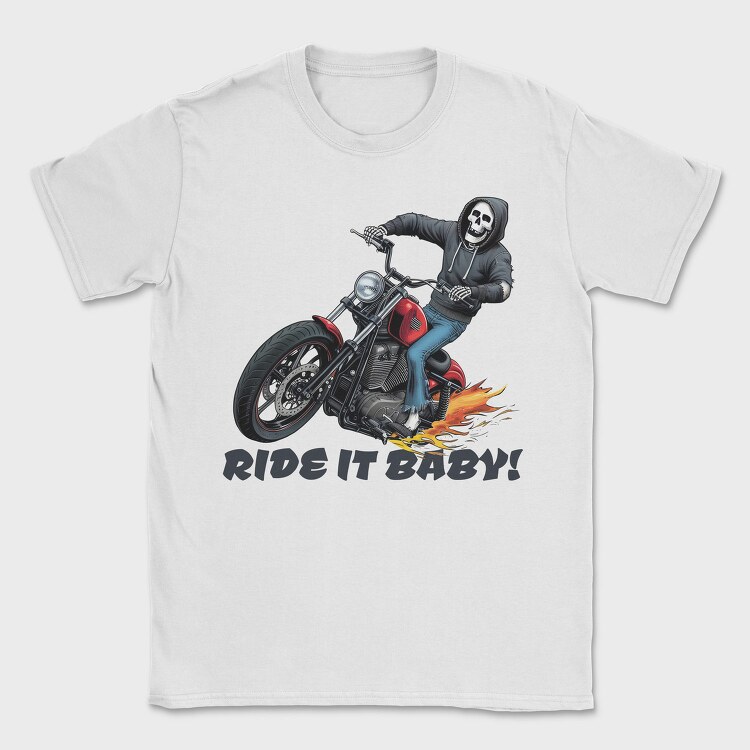Skeleton Flames Moto, Tricou Barbati (Unisex)