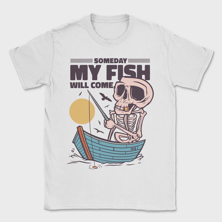 Skeleton Fishing, Tricou Barbati (Unisex)