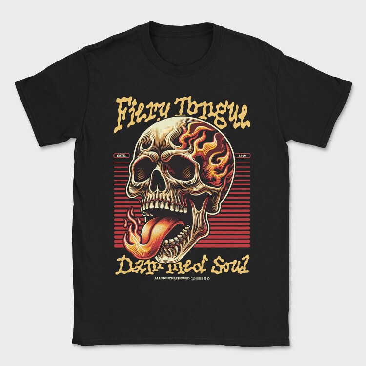 Skeleton Fiery Tongle, Tricou Barbati (Unisex)