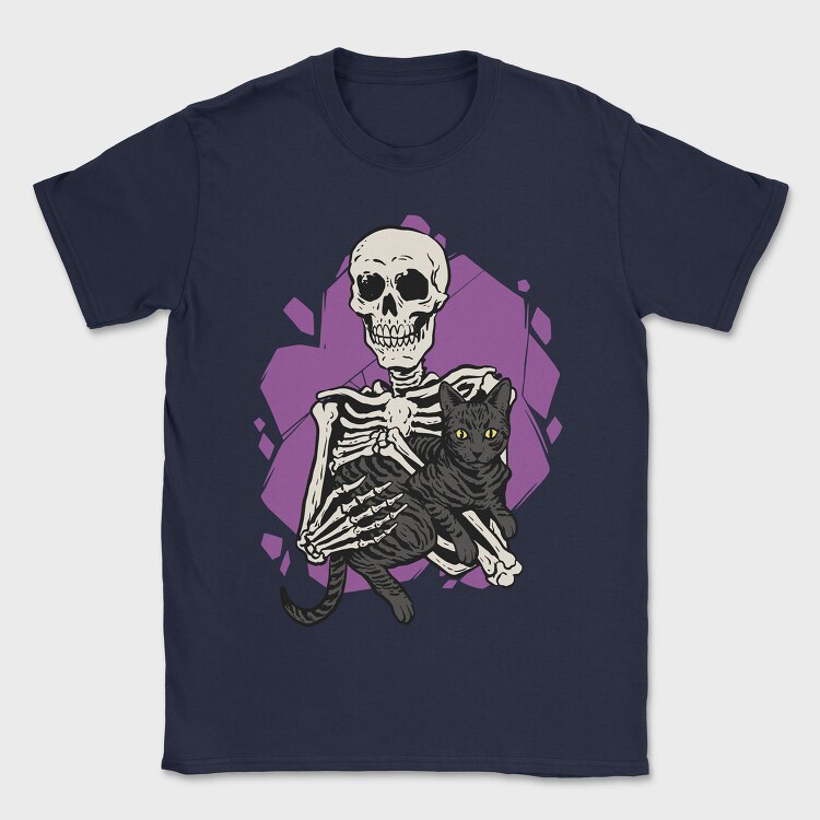 Skeleton Cuddling With a Black Cat, Tricou Barbati (Unisex)