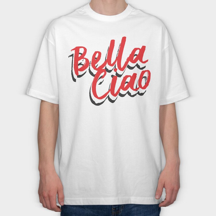 Bella Ciao Red, Tricou Oversize Barbati (Unisex)