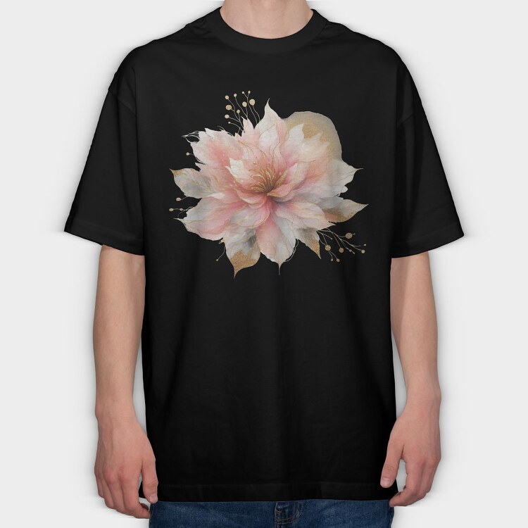 Golden Petals Glow, Tricou Oversize Barbati (Unisex)