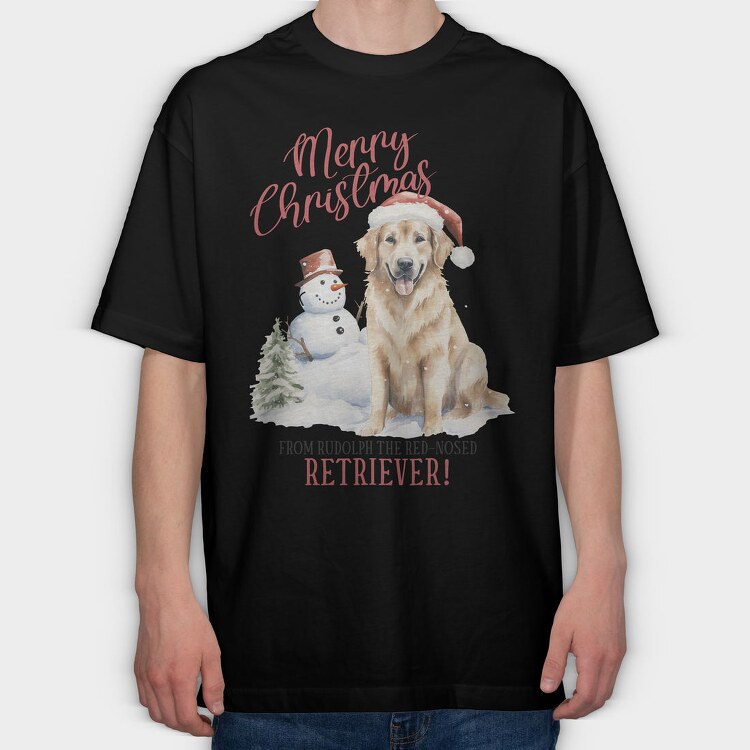 Golden Retriever Christmas Puns, Tricou Oversize Barbati (Unisex)