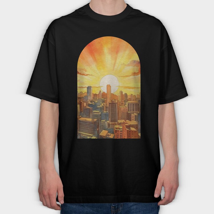Golden Sunrise Metro, Tricou Oversize Barbati (Unisex)