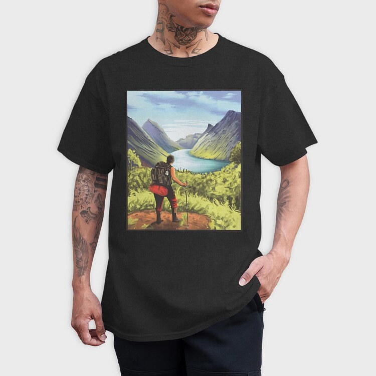 Hiker Landscape, Tricou Barbati (Unisex)