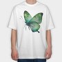 Green Watercolor Butterfly, Tricou Oversize Barbati (Unisex)