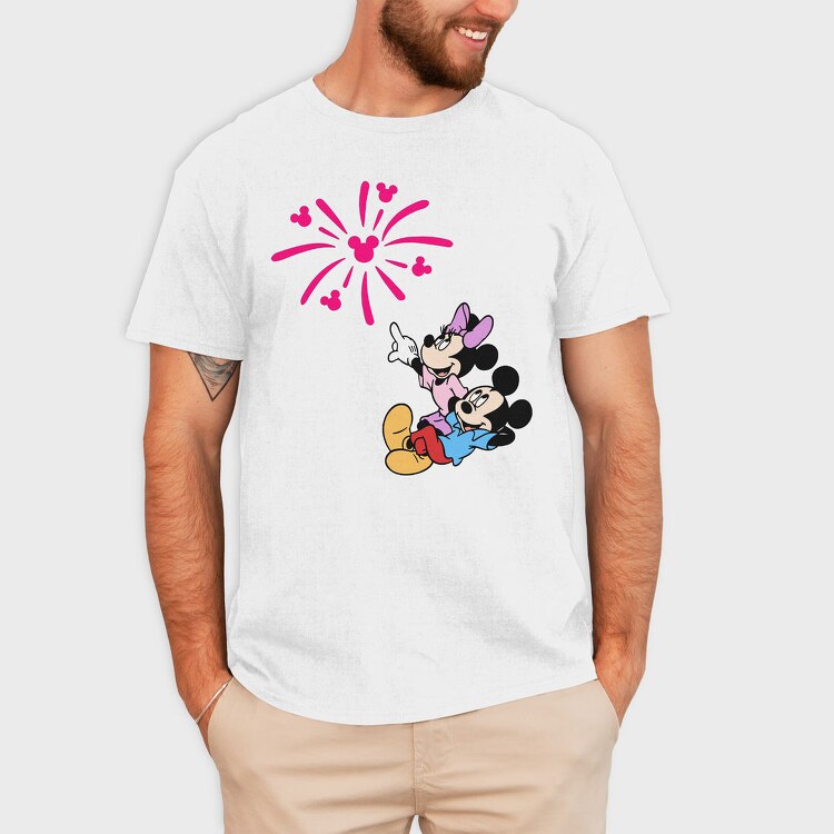 Mickey Minnie Fireworks, Tricou Barbati (Unisex)