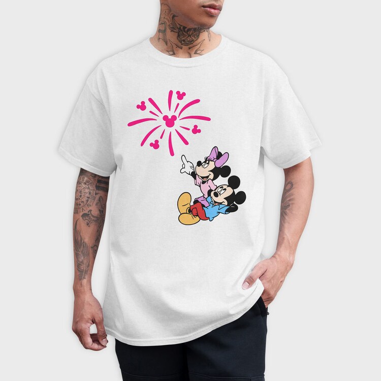 Mickey Minnie Fireworks, Tricou Barbati (Unisex)
