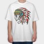 Skull Chief Feathers, Tricou Oversize Barbati (Unisex)