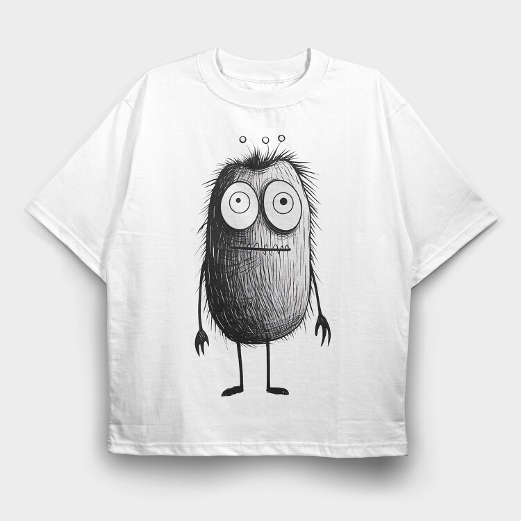Halloween Fuzzy Monster, Tricou Oversize Barbati (Unisex)