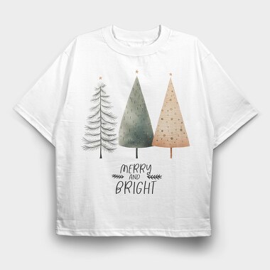 Handdrawn Hygge Trees, Tricou Oversize Barbati (Unisex)