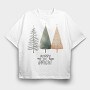 Handdrawn Hygge Trees, Tricou Oversize Barbati (Unisex)