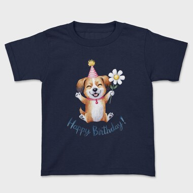Happy Birthday Dog Flower, Tricou Copii
